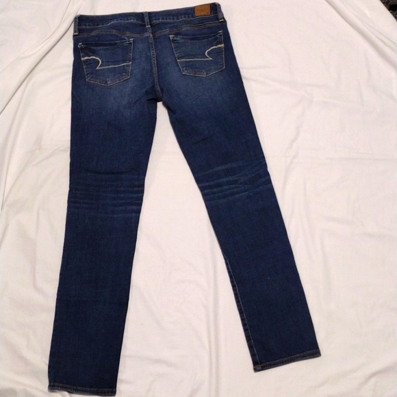 Woman's American Eagle Super Stretch Skinny Jeans Blue Denim Distressed size 10 - Picture 6 of 11